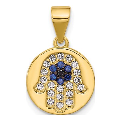 Gold-Plated Sterling Silver CZ Hamsa Pendant
