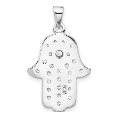 Sterling Silver CZ Hamsa Eye Pendant – view 4