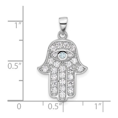Sterling Silver CZ Hamsa Eye Pendant – view 5
