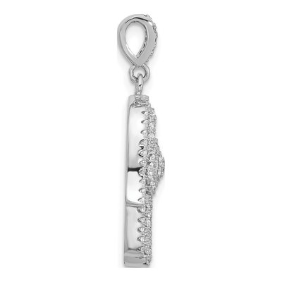 Sterling Silver CZ Evil Eye Hamsa Pendant – view 2