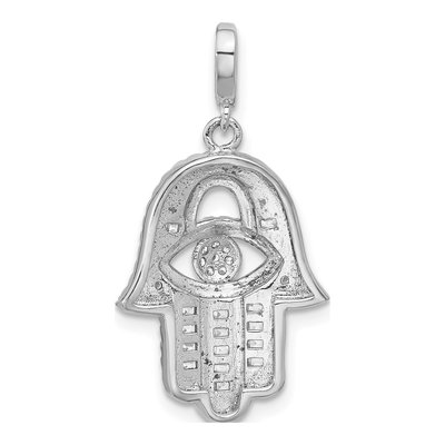 Sterling Silver CZ Evil Eye Hamsa Pendant – view 3