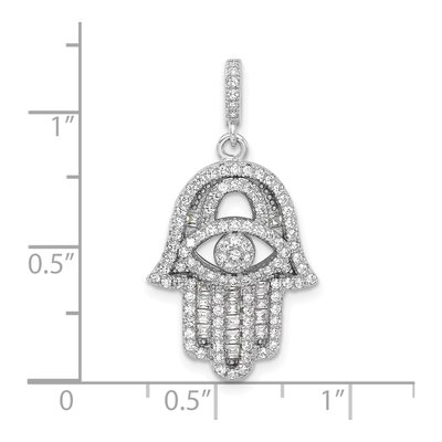 Sterling Silver CZ Evil Eye Hamsa Pendant – view 4