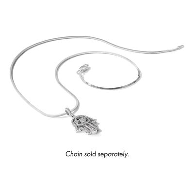 Sterling Silver CZ Evil Eye Hamsa Pendant – view 5