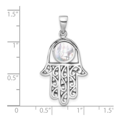 Sterling Silver Mother of Pearl Hamsa Pendant – view 4