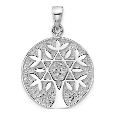 Sterling Silver Star of David Tree Pendant