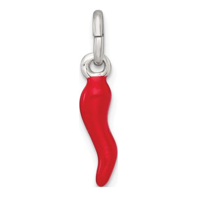 Sterling Silver Red Enamel Horn Pendant – view 4