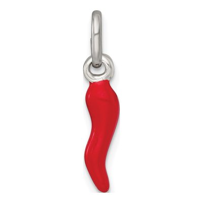 Sterling Silver Red Enamel Horn Pendant
