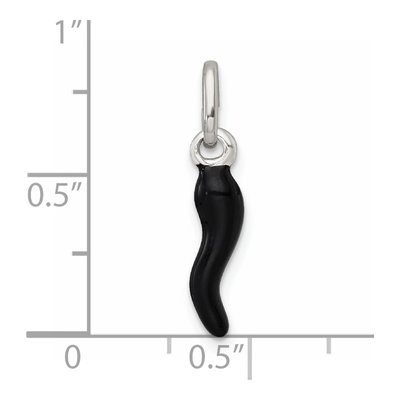Sterling Silver Black Enamel Horn Pendant – view 5
