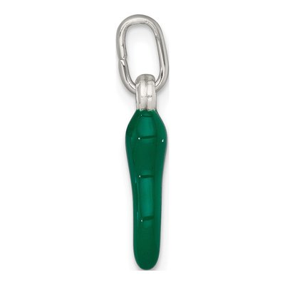Sterling Silver Green Enamel Horn Pendant – view 3