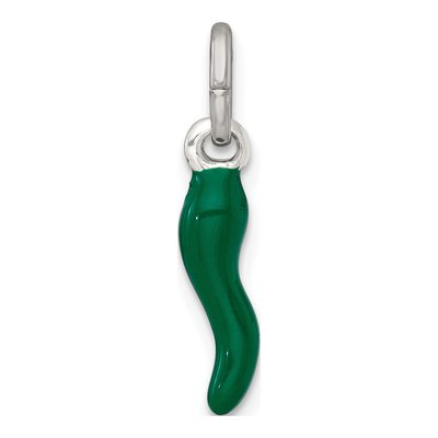 Sterling Silver Green Enamel Horn Pendant – view 4