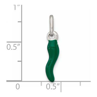 Sterling Silver Green Enamel Horn Pendant – view 5