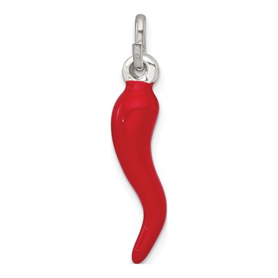 Sterling Silver Red Enamel Horn Pendant – view 4