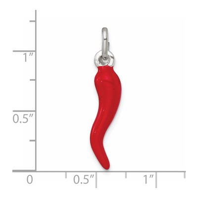 Sterling Silver Red Enamel Horn Pendant – view 5