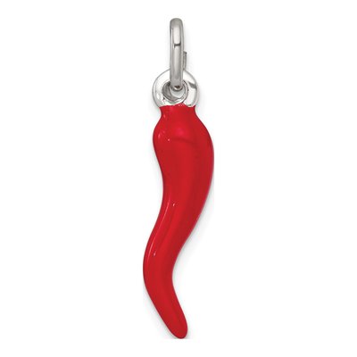 Sterling Silver Red Enamel Horn Pendant