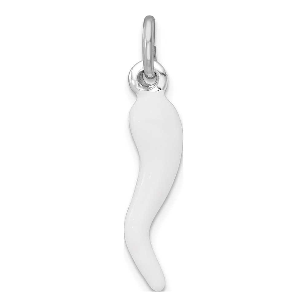 Sterling Silver White Enamel Italian Horn Pendant
