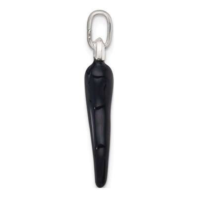 Sterling Silver Black Enamel Horn Pendant – view 3