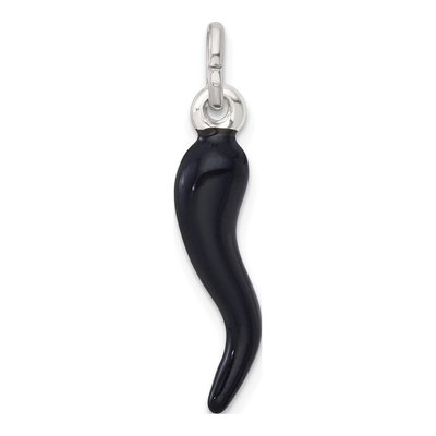 Sterling Silver Black Enamel Horn Pendant – view 4