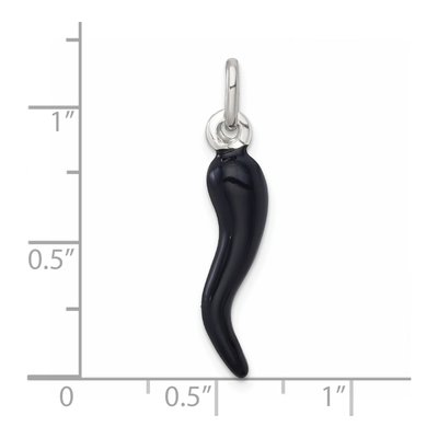 Sterling Silver Black Enamel Horn Pendant – view 5