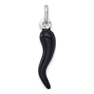 Sterling Silver Black Enamel Horn Pendant