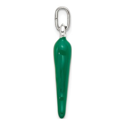 Sterling Silver Green Enamel Horn Pendant – view 3
