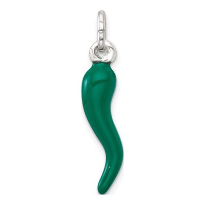 Sterling Silver Green Enamel Horn Pendant – view 4
