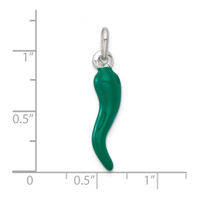 Sterling Silver Green Enamel Horn Pendant – view 5
