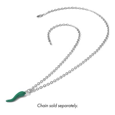 Sterling Silver Green Enamel Horn Pendant – view 6