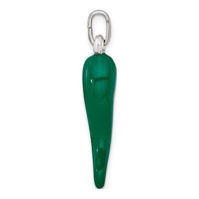 Gold-Plated Sterling Silver Green Enamel Horn Pendant – view 3
