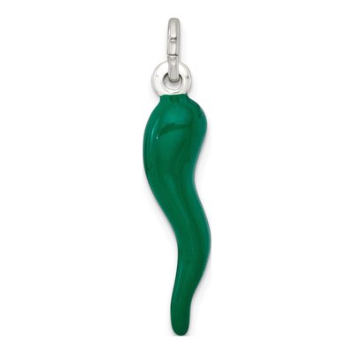 Gold-Plated Sterling Silver Green Enamel Horn Pendant – view 4