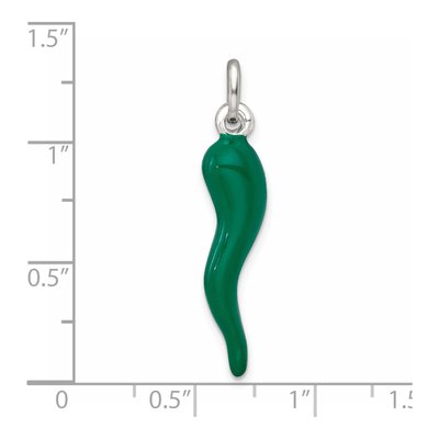Gold-Plated Sterling Silver Green Enamel Horn Pendant – view 5
