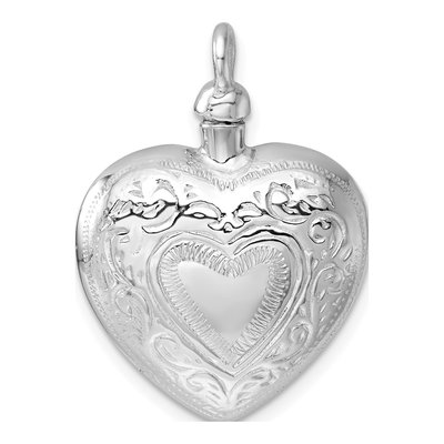 Sterling Silver Heart Ash Holder Memorial Pendant