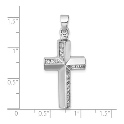 Sterling Silver CZ Latin Cross Ash Holder Pendant – view 5