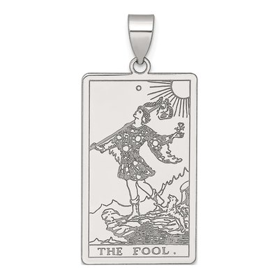 Sterling Silver Fool Tarot Card Pendant