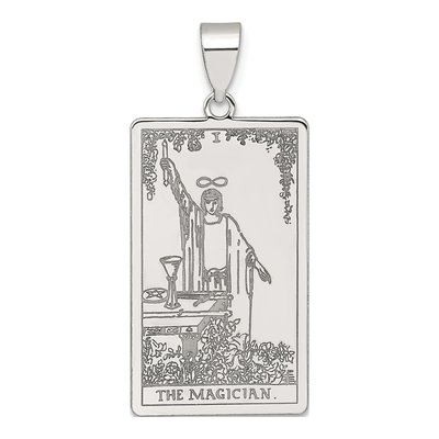 Sterling Silver Magician Tarot Card Pendant