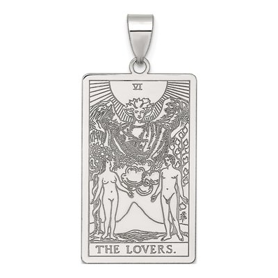 Sterling Silver Lovers Tarot Card Pendant