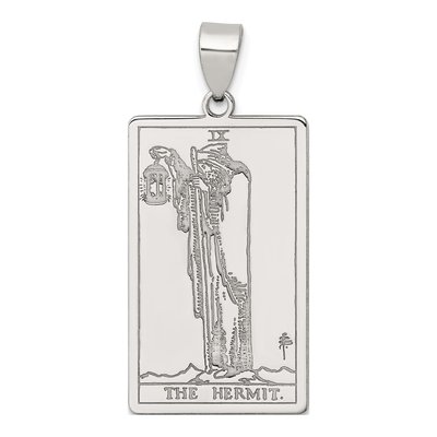 Sterling Silver Hermit Tarot Card Pendant