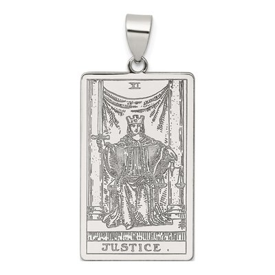 Sterling Silver Justice Tarot Card Pendant