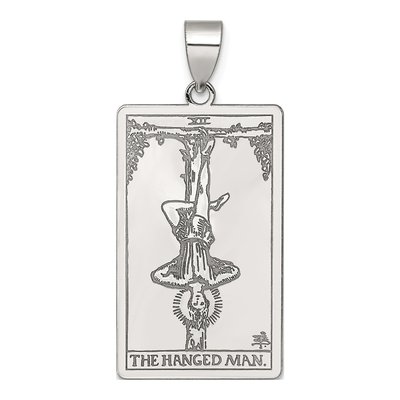 Sterling Silver Hanged Man Tarot Card Pendant