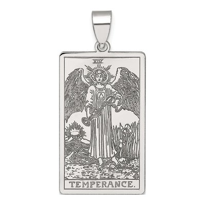 Sterling Silver Temperance Tarot Card Pendant