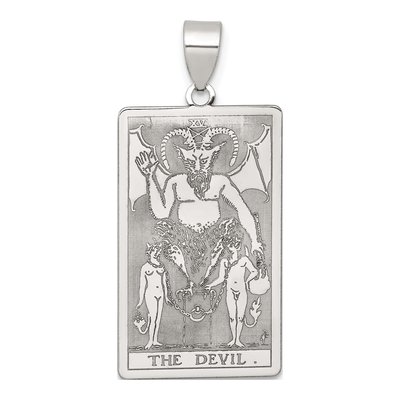 Sterling Silver Devil Tarot Card Pendant