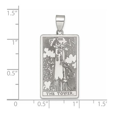 Sterling Silver Tower Tarot Card Pendant – view 5
