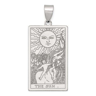 Sterling Silver Sun Tarot Card Pendant