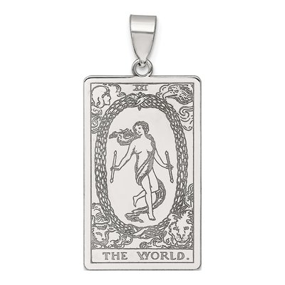 Sterling Silver World Tarot Card Pendant