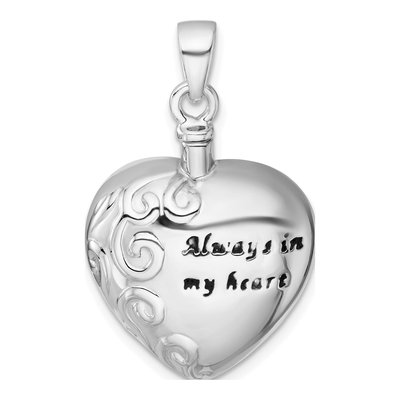 Sterling Silver Always My Heart Ash Holder Pendant