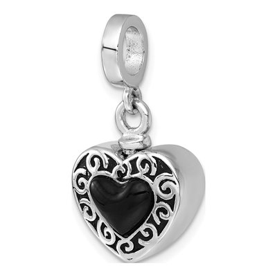 Sterling Silver Onyx Heart Ash Holder Pendant – view 5