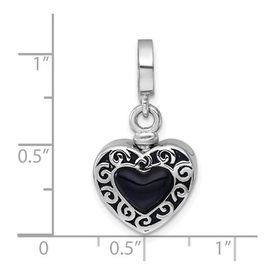 Sterling Silver Onyx Heart Ash Holder Pendant – view 6