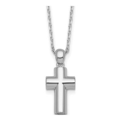 Sterling Silver Cross Ash Holder Pendant Necklace