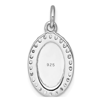 Sterling Silver CZ Oval Pendant – view 4