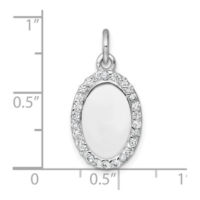 Sterling Silver CZ Oval Pendant – view 5