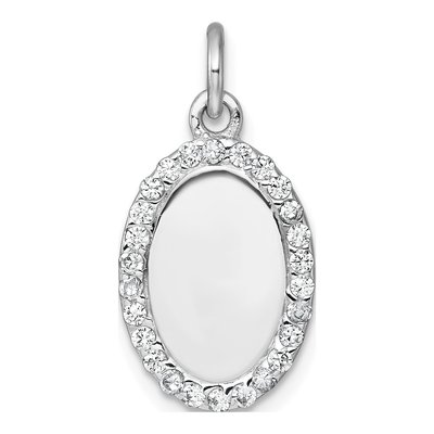 Sterling Silver CZ Oval Pendant